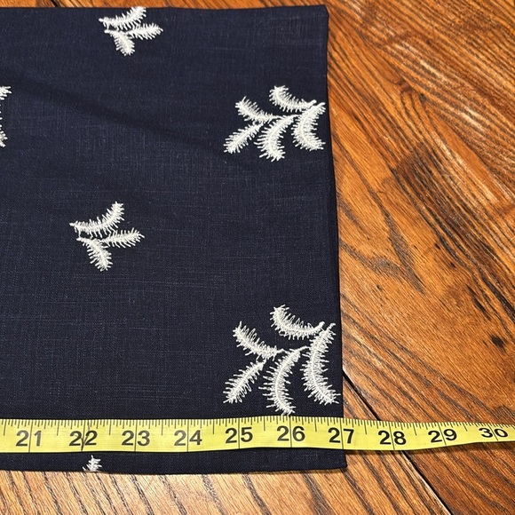 Elie Tahari Navy Blue/W Cream Colored Embroidered Palm Trees Wide Leg Size 10 - Picture 4 of 14